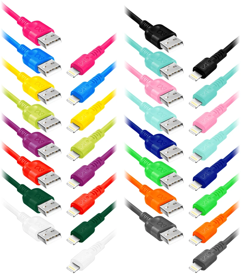 Orno EXC Mobile USB - Lightning WHIPPY laidas, 0,9 m, 2,4 A, greitas įkrovimas, spalvų mišinys