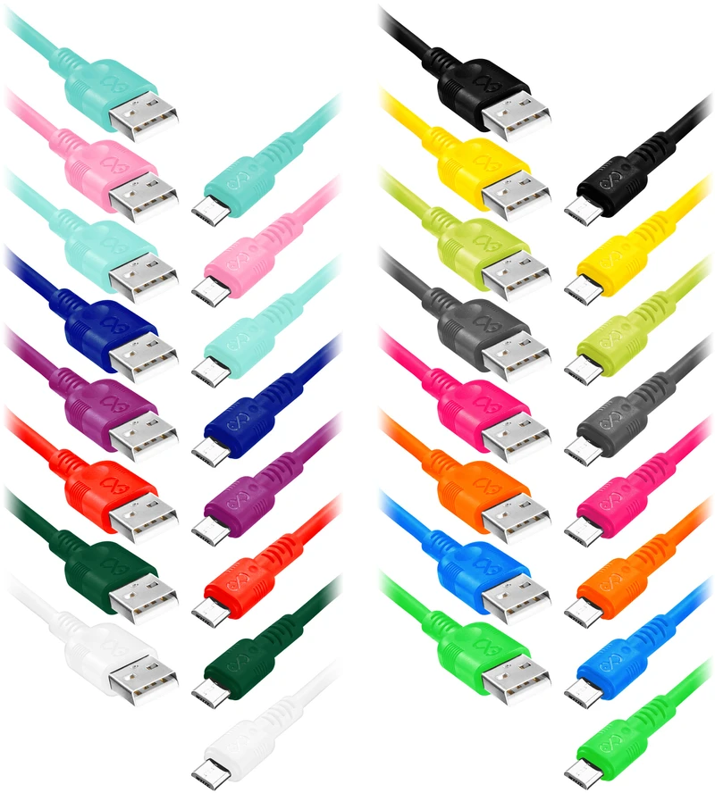 Orno EXC mobilusis USB laidas - micro USB WHIPPY, 0,9 m, 3 A, greitas įkrovimas, spalvų mišinys
