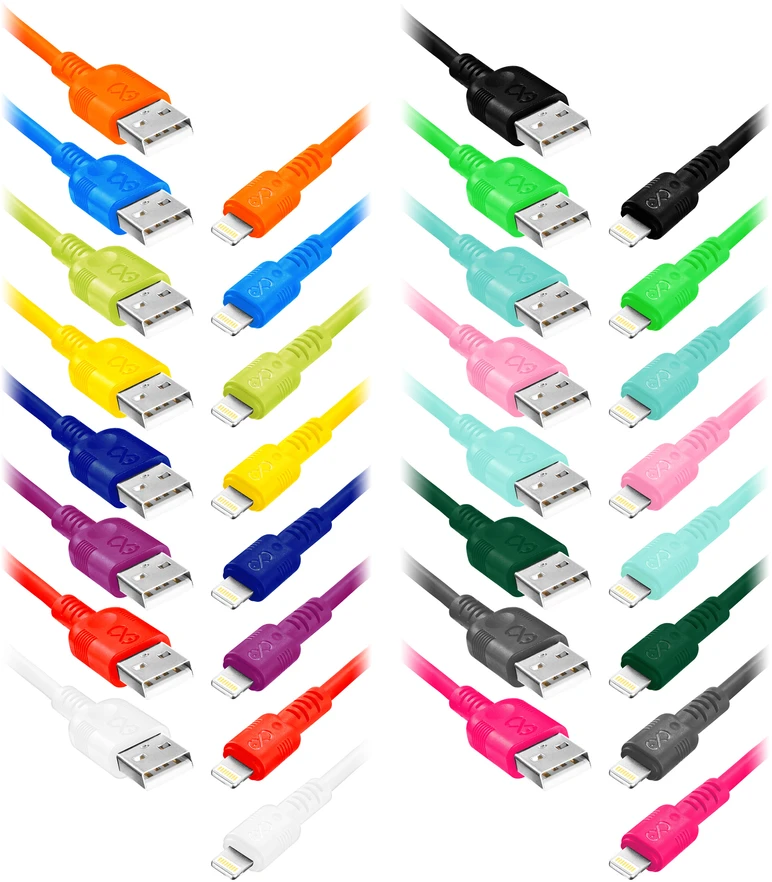 EXC Mobile USB - Lightning WHIPPY laidas, 2M, 2.4A, greitas įkrovimas, spalvų mišinys