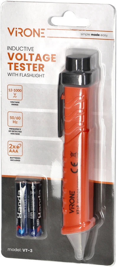 Orno Indukcyjny Indukcinis įtampos testeris su žibintuvėliu, 12–1000 V AC/DC, oranžinis