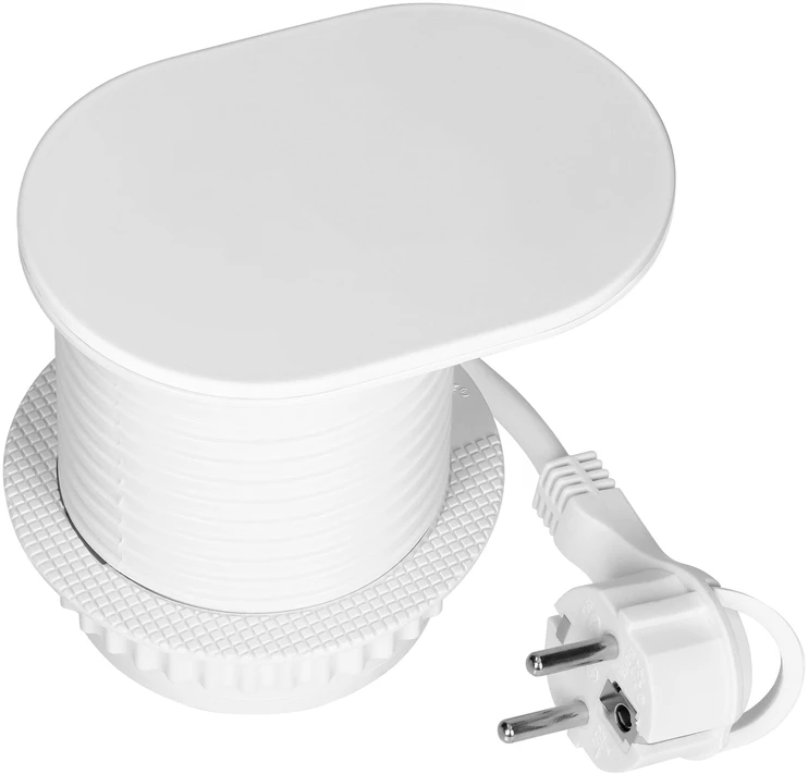 Orno Lizdas meblowe -6cm, wpuszczane w blat su przesuwną pokrywką, ładowarką USB i przewodem 1,9m, 1x2P+Z (French), 2xUSB (typ A+C; PD20W), balta