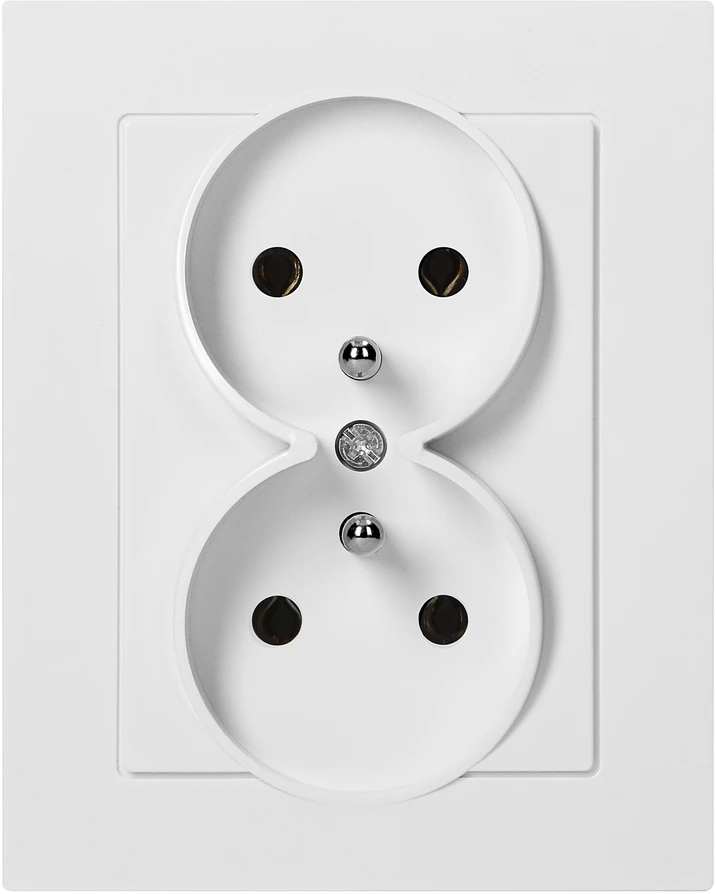 Gniazdo Lizdas Dvigubas kištukinis lizdas 2x2P+Z Malta, 16 A, 250 V, NT-6M, baltas