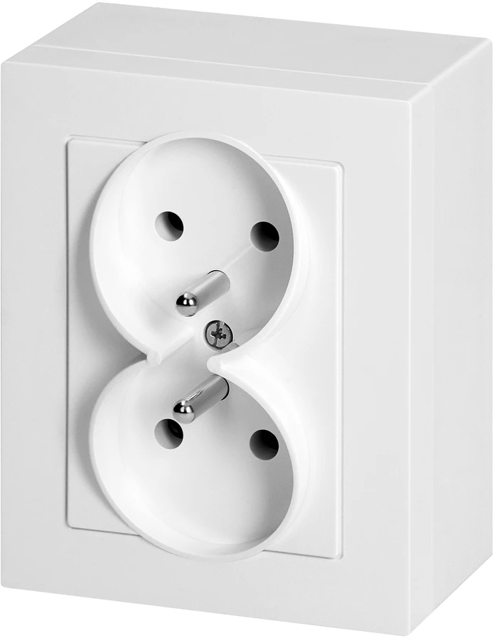 Gniazdo Lizdas Dvigubas kištukinis lizdas 2x2P+Z Malta, 16 A, 250 V, NT-6M, baltas