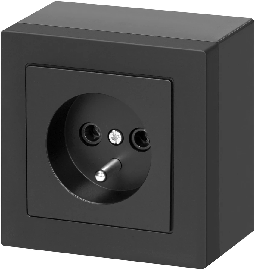 Gniazdo Lizdas Lizdas be išvadų, 2P+Z, Malta, 16 A, 250 V, NT-16M, matinės juodos spalvos