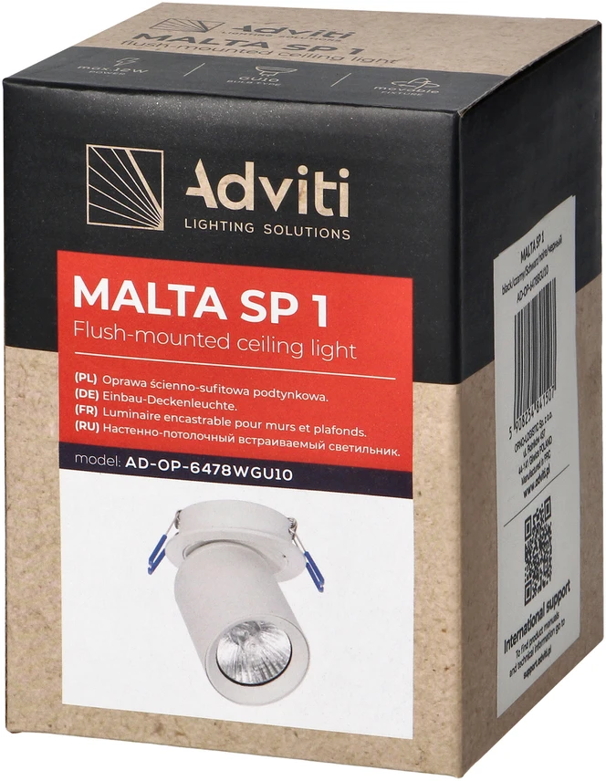 Orno MALTA SP 1, įleidžiamas sieninis/lubinis šviestuvas, GU10, maks. 12 W, IP20, juodas