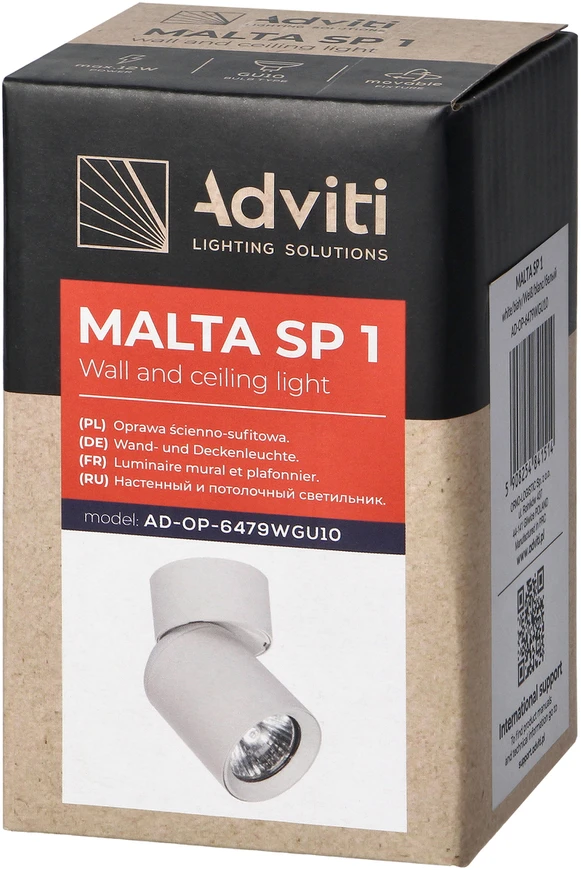Orno MALTA SP 1, sieninis-lubinis šviestuvas, GU10, maks. 12 W, IP20, baltas