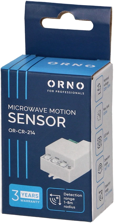 Orno Mikrofalowy Mikrobanginis judesio jutiklis, mini, 360/180 laipsnių, IP20, 1200 W