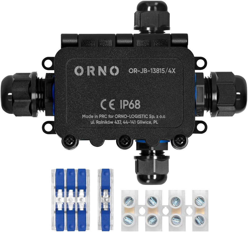 Orno Puszka Dėžutė be tvirtinimo HD IP68, 0,75–4,0 mm?, 2 M20 jungtys, 2 M16 jungtys, X išdėstymas
