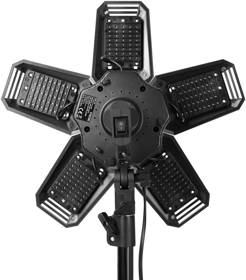 Orno RIGEL LED rinkinys: 55 W sulankstomas 5 sparnų dirbtuvių šviestuvas + stovas + adapteris