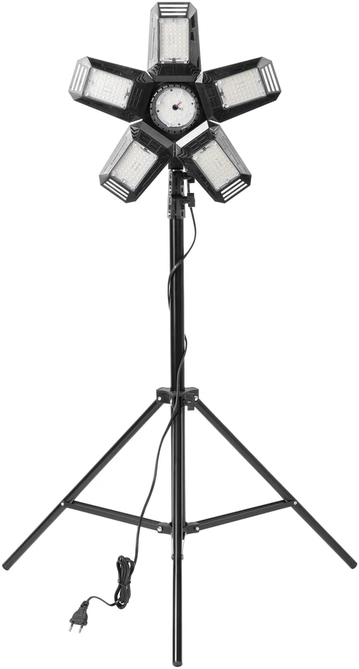 Orno RIGEL LED rinkinys: 55 W sulankstomas 5 sparnų dirbtuvių šviestuvas + stovas + adapteris