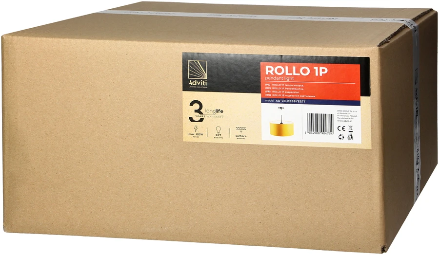 Orno ROLLO pakabinamas šviestuvas, maks. galia 1x15W, garstyčių spalvos