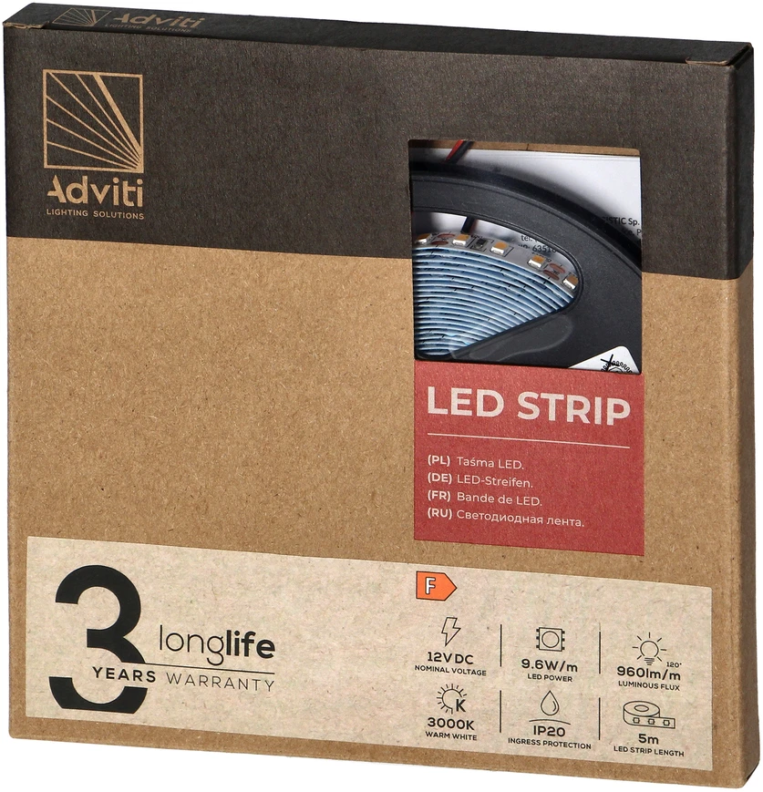 Orno Taśma LED juosta 12V, 2835, 120L/m, 1000lm/m, 9.6W/m, IP20, 3000K, 5m