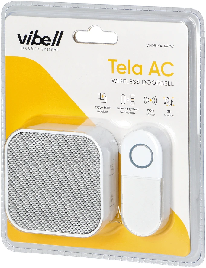 Orno TELA AC, tinklo skambučių belaidis, mokymosi sistema, 38 garsai, 150 m, balta (VI-DB-KA-167/W, OR-DB-KA-167/W)