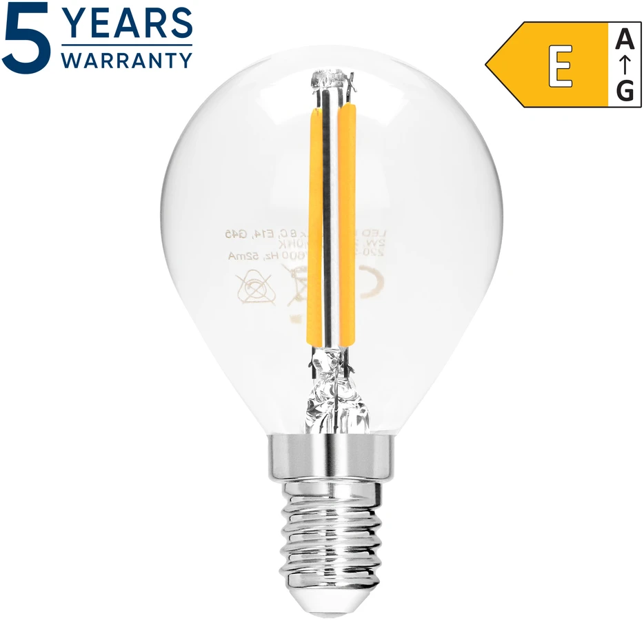 Żarówka LED lemputė su kaitrine juostele C E14 G45 2 W 250 lm 3000 K