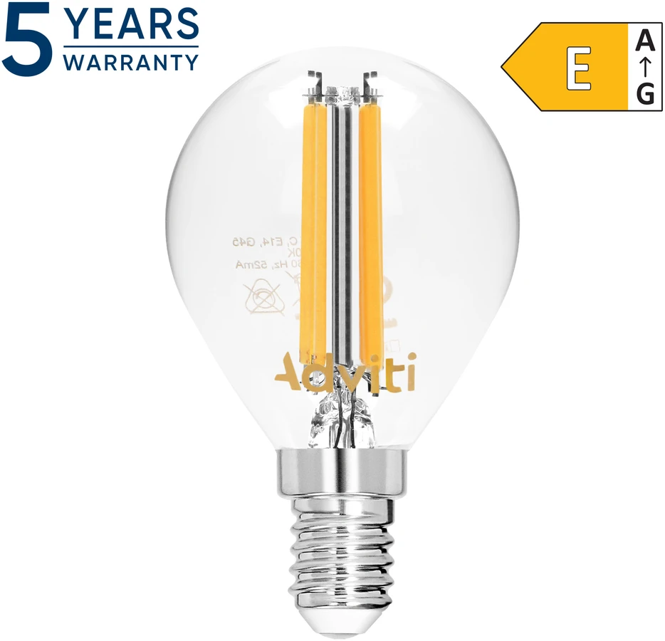 Żarówka LED lemputė su kaitrine juostele C E14 G45 4 W 470 lm 3000 K
