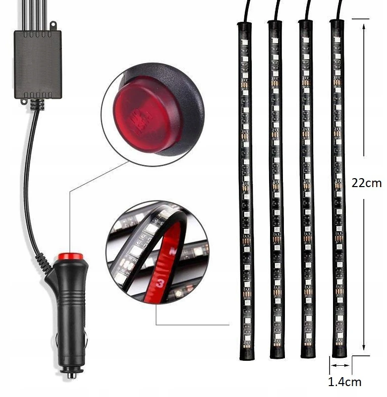 Oświetlenie 12 LED automobilių apšvietimo juostelė -m005