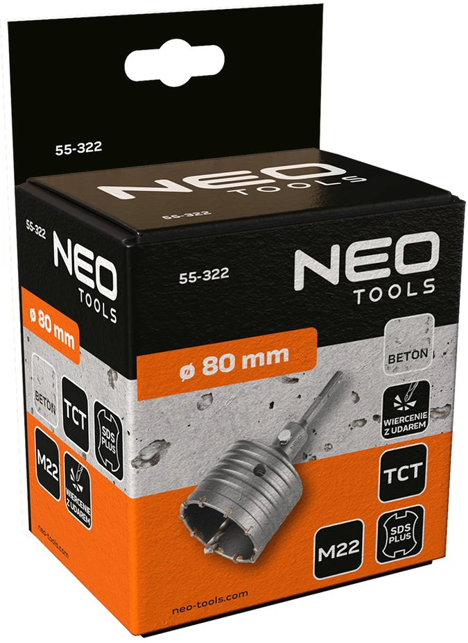 Otwornica 80 mm karbido skylių pjūklas su SDS+ adapteriu ir centravimo grąžtu