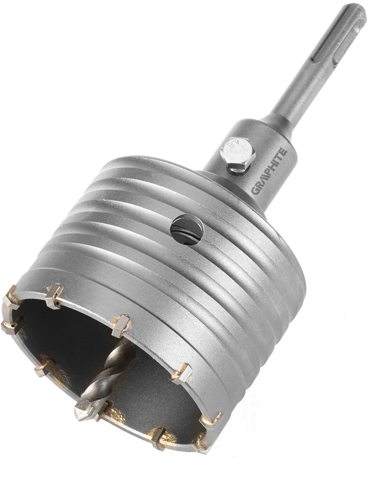 Otwornica 80 mm karbido skylių pjūklas su SDS+ adapteriu ir centravimo grąžtu