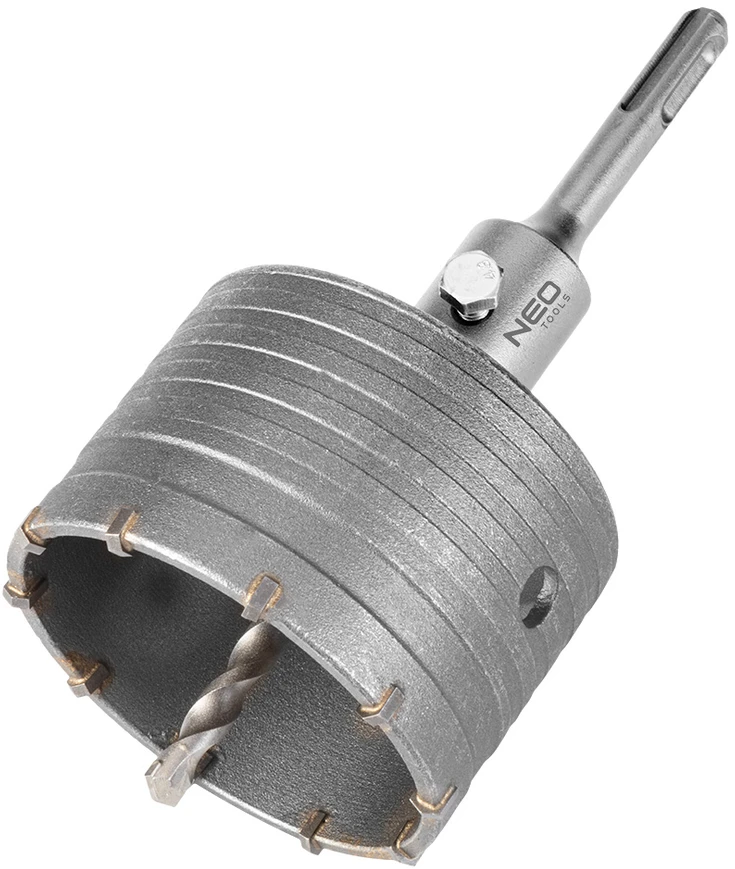 Otwornica 85 mm karbido skylių pjūklas su SDS+ adapteriu ir centravimo grąžtu