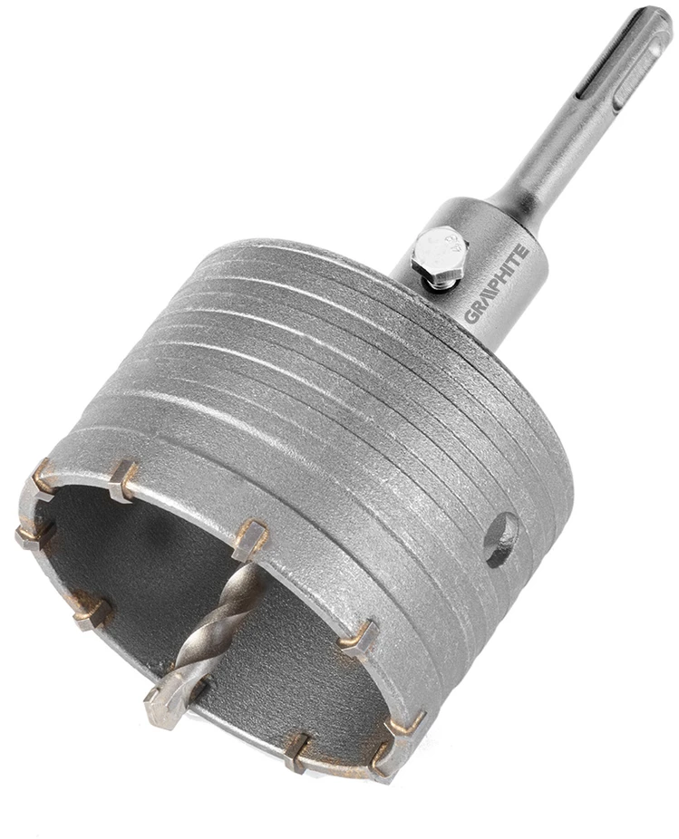 Otwornica 85 mm karbido skylių pjūklas su SDS+ adapteriu ir centravimo grąžtu