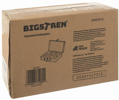 „Bigstren“ deimantiniai skylių pjūklai – 13 vnt. rinkinys, „Bigstren 27012“
