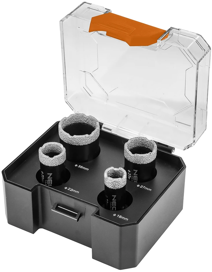 Neo Tools Otwornice Deimantiniai skylių pjūklai (18, 22, 27, 35 mm), 4 dalių rinkinys