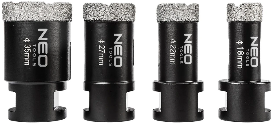 Neo Tools Otwornice Deimantiniai skylių pjūklai (18, 22, 27, 35 mm), 4 dalių rinkinys