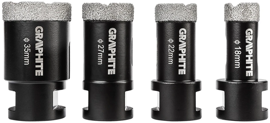 Grąžtas Graphite Otwornice Deimantiniai skylių pjūklai (18, 22, 27, 35 mm), 4 vnt. rinkinys