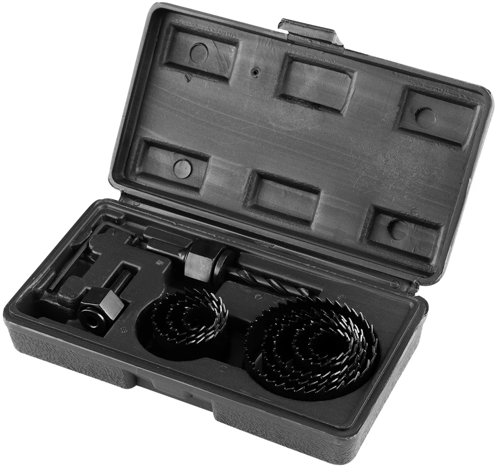 Otwornice Medienos skylių pjūklai su adapteriais 19–64 mm, 12 vnt. rinkinys