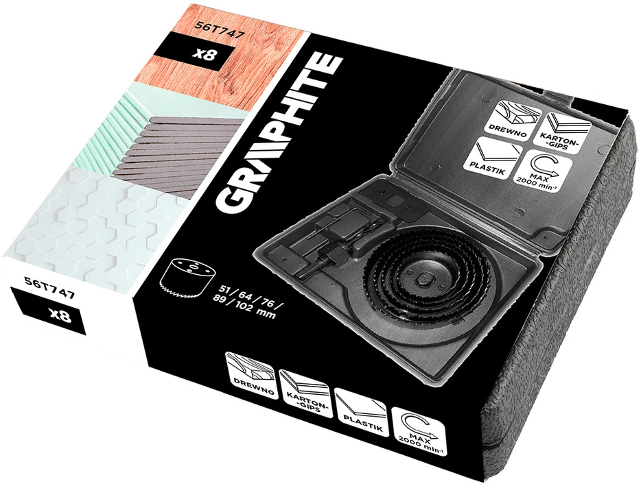 Otwornice Medienos skylių pjūklai su adapteriu 51–102 mm, 8 vnt. rinkinys