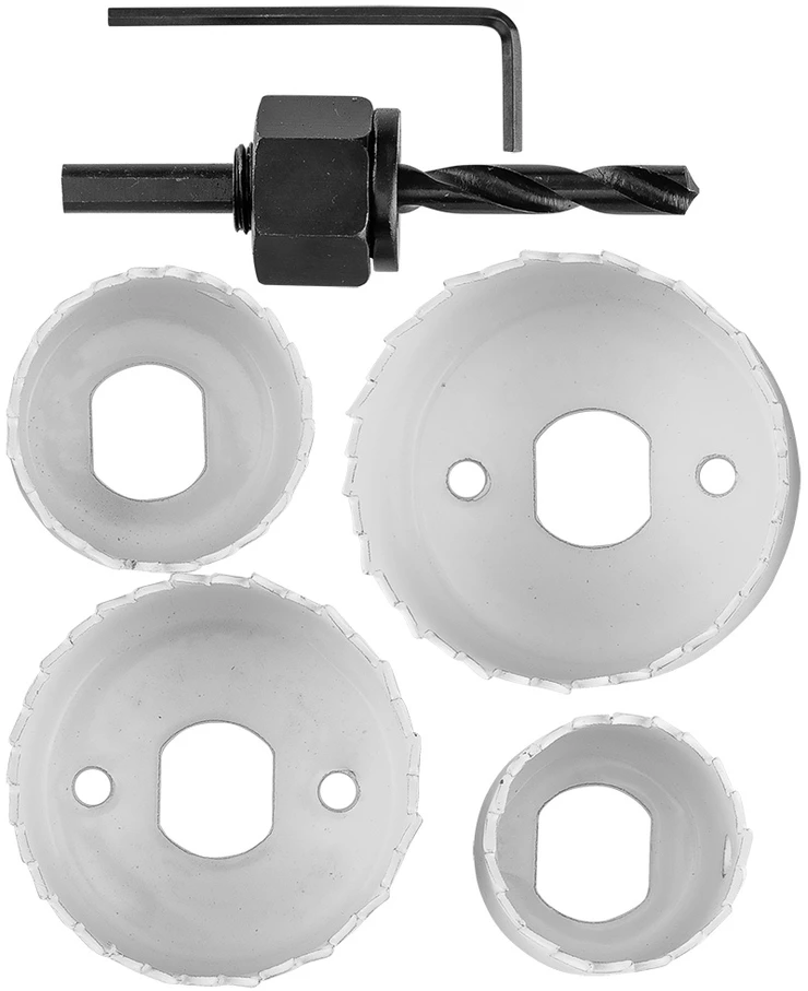Otwornice Skylėms gręžti skirti pjūklai su adapteriu, 32–54 mm, 6 vnt. rinkinys