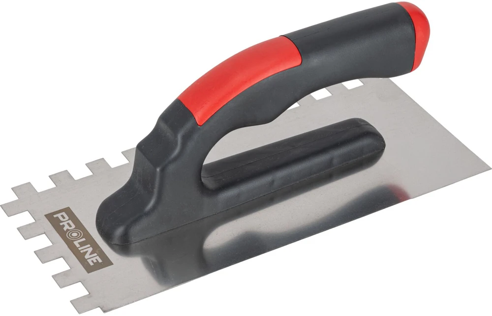 Paca Nerūdijančio plieno mentelė 270 * 130 mm, įpjauta, 12 * 12, plastikinė rankena, atvira, proline