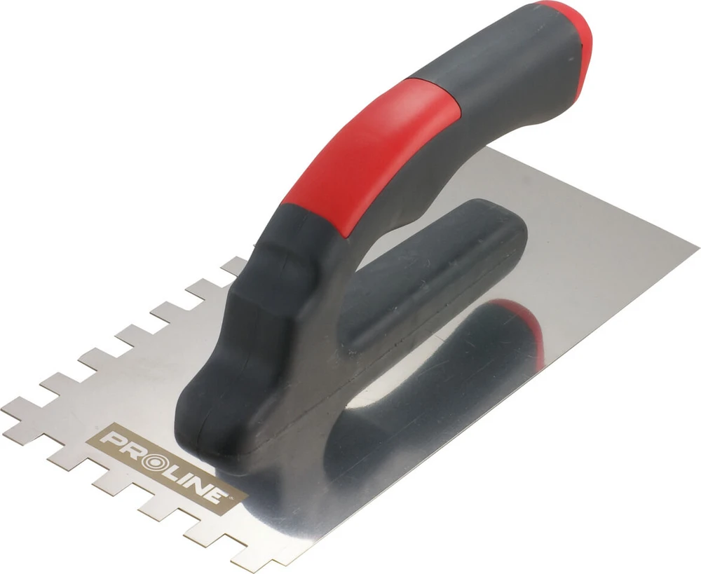 Paca Nerūdijančio plieno mentelė 270 * 130 mm, dantyta 10 * 10 plastikine rankena, atvira proline