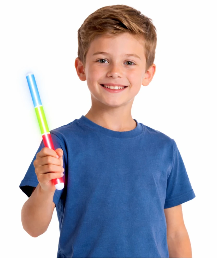 Lean Toys Pałka Trispalvė fluorescencinė lazdelė, šviečianti tamsoje, neoninė lazdelė, 31,5 cm