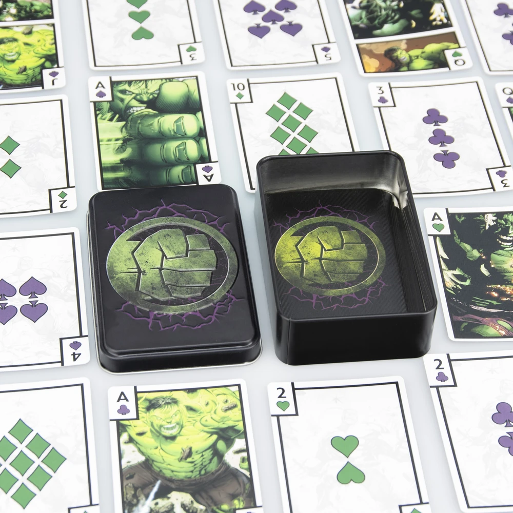 Paladone „Marvel“ – Hulko žaidimo kortos skardinėje