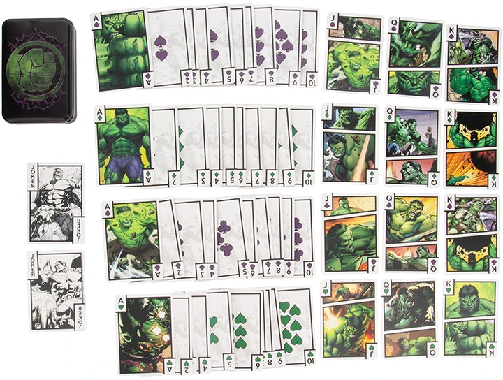 Paladone „Marvel“ – Hulko žaidimo kortos skardinėje