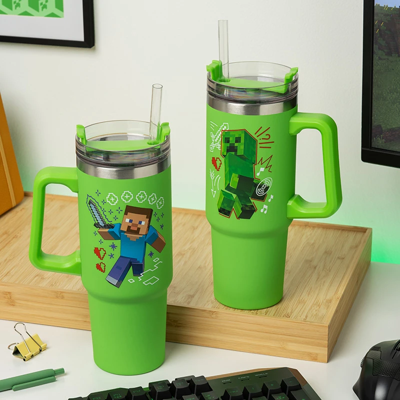 Paladone ABYstyle MINECRAFT Žalia Sandarus Puodelis su Šiaudeliu | 900 ml