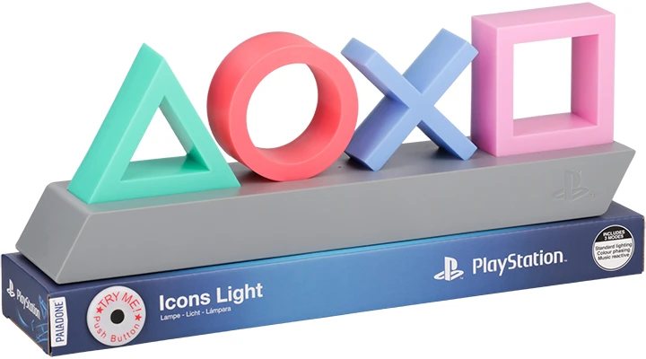 Paladone „Playstation“ piktogramos, šviesios, išbandykite mane
