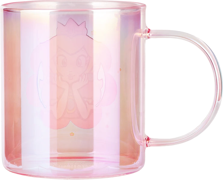 Gertuvė Paladone Super Mario - Princess Peach vaivorykštinis stiklinis puodelis