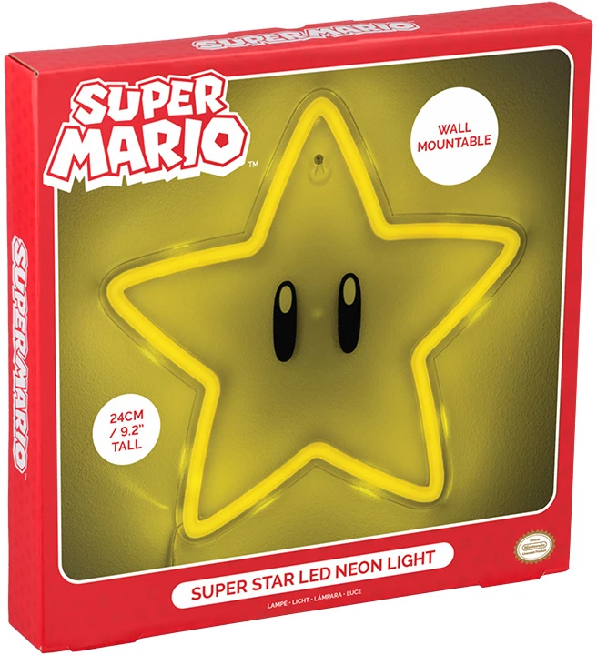 Paladone Super Mario Super Star Neon lempa (pakabinama ant sienos) | 24 cm