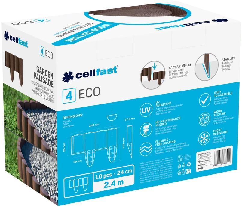 Cellfast PALISADA OGRODOWA 2,4 mb 5 elem ECO BRĄZ
