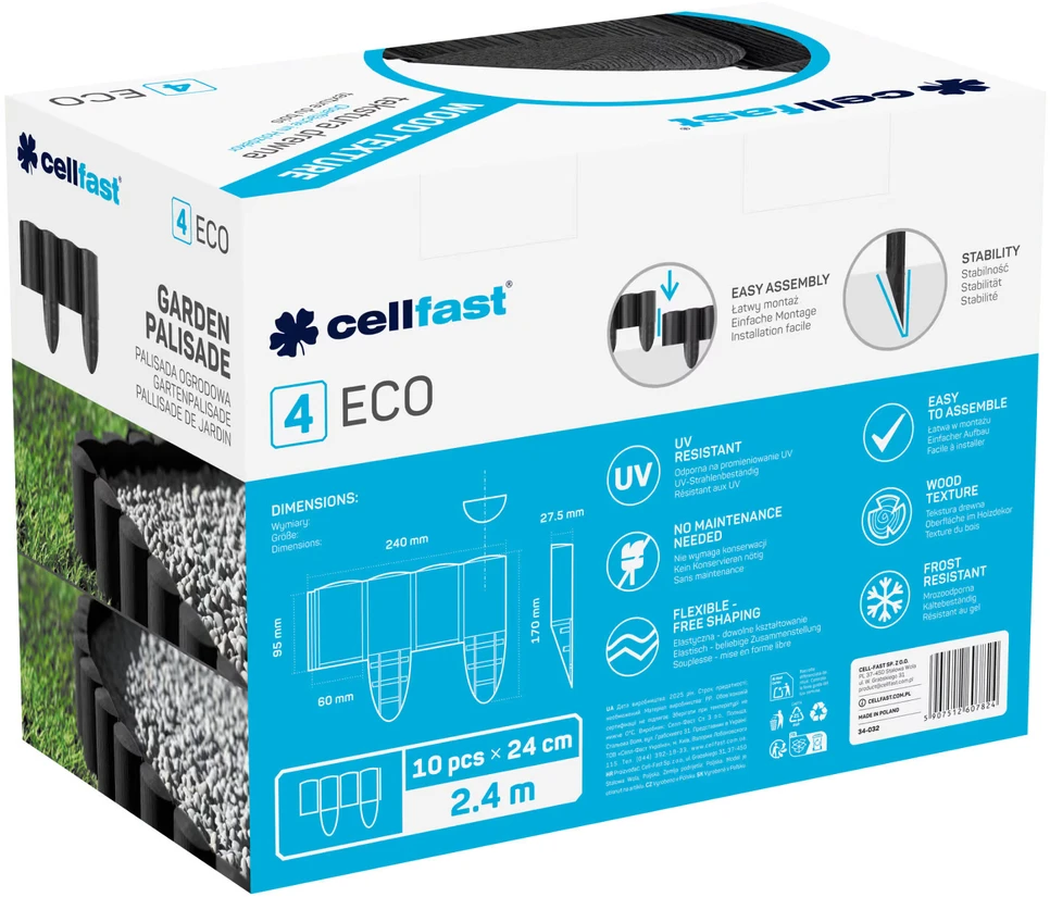 Palisada „Cellfast ECO“ sodo tvora 2,4 m, antracito spalvos