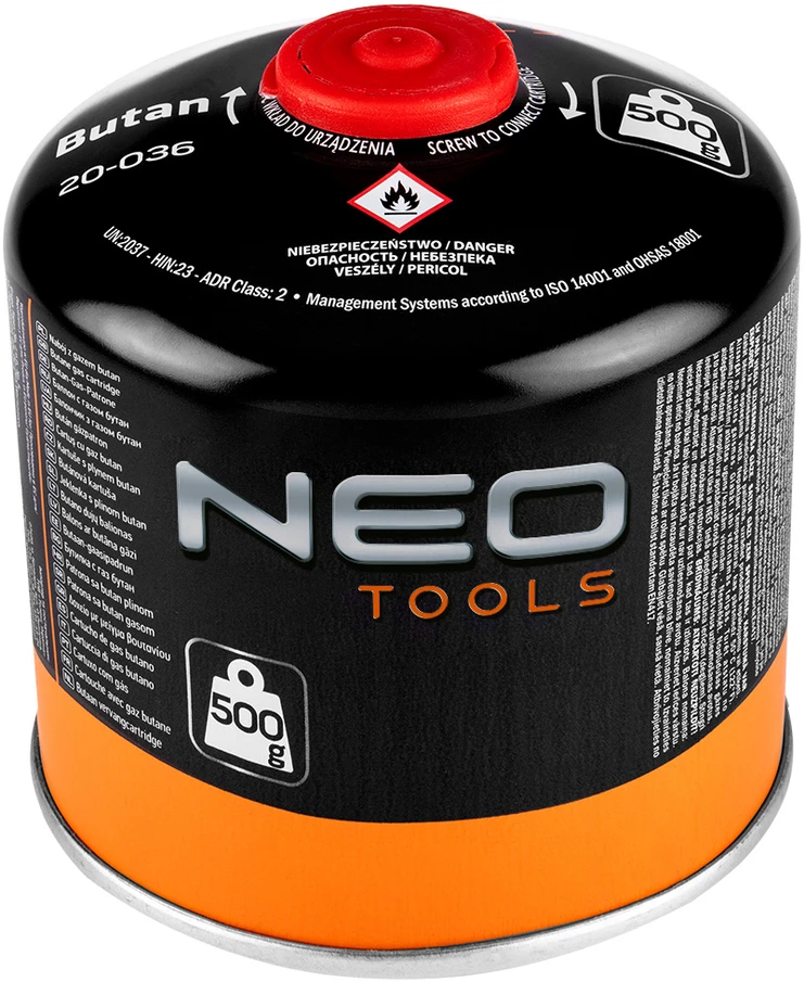 Neo Tools Palnik Turistinis dujų degiklis + 2 dujų balionėliai 20-036