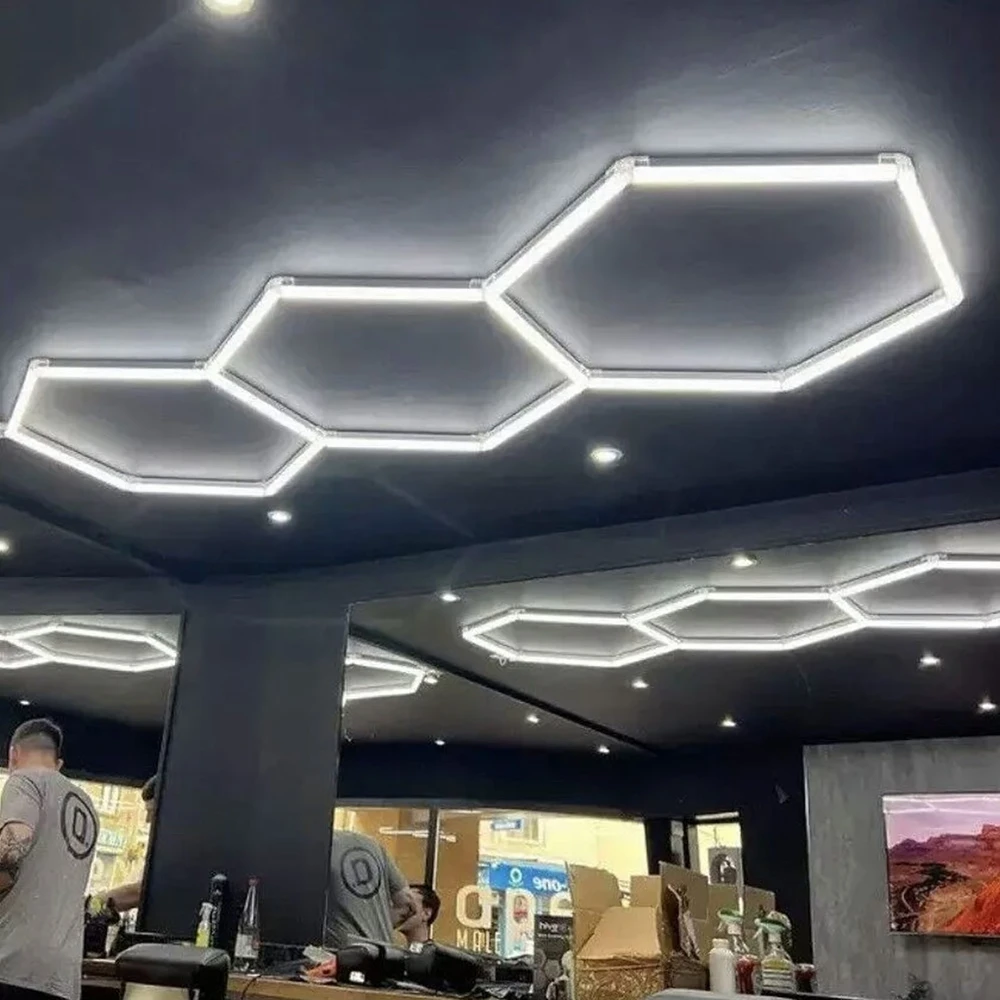 Panel Hurtowy Realb2B Lampa Led Hexagon Panel Oświetlenie Warsztat Garaż Dom 247x98cm 125W 6500K