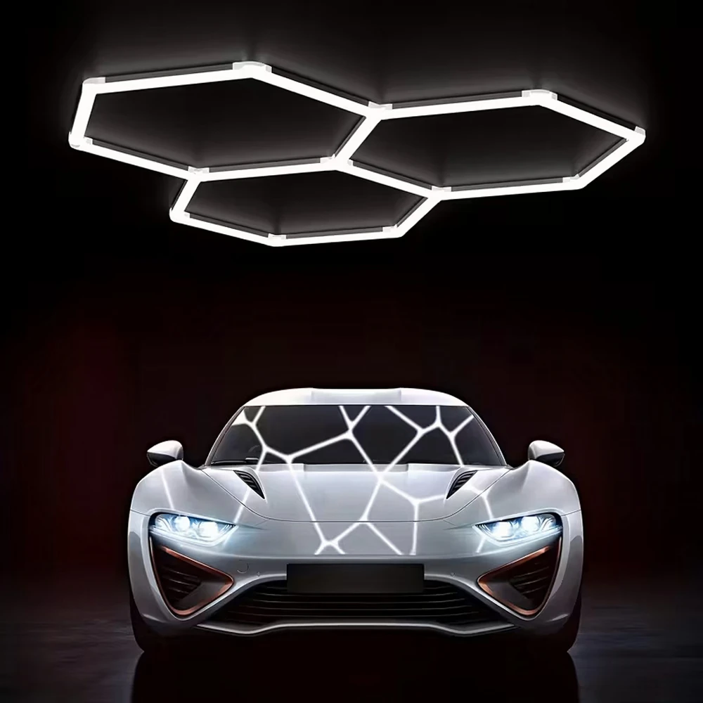 Panel Hurtowy Realb2B Lampa Led Hexagon Panel Oświetlenie Warsztat Garaż Dom 247x98cm 125W 6500K