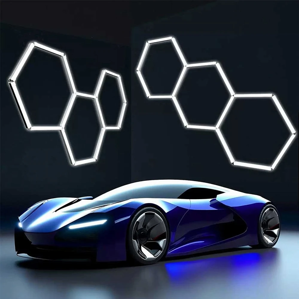 Panel Hurtowy Realb2B Lampa Led Hexagon Panel Oświetlenie Warsztat Garaż Dom 247x98cm 125W 6500K