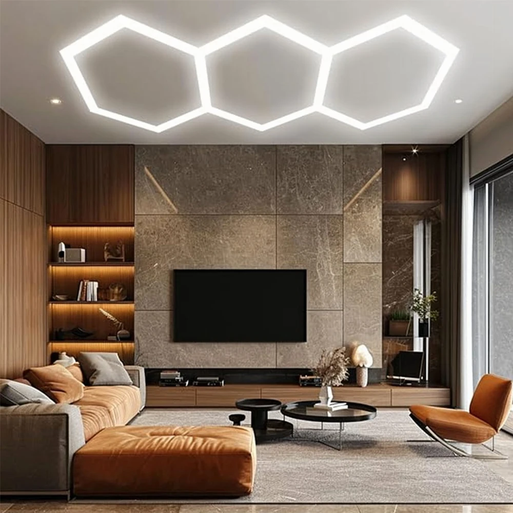 Panel Hurtowy Realb2B Lampa Led Hexagon Panel Oświetlenie Warsztat Garaż Dom 247x98cm 125W 6500K