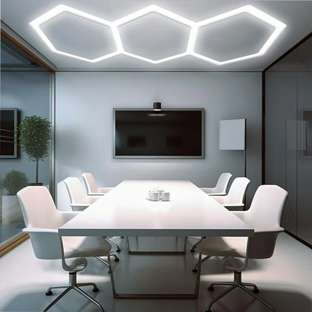 Panel Hurtowy Realb2B Lampa Led Hexagon Panel Oświetlenie Warsztat Garaż Dom 247x98cm 125W 6500K