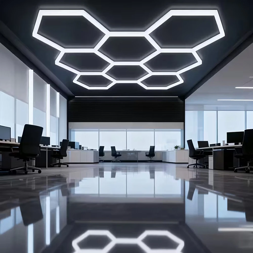 Panel Hurtowy Realb2B Lampa Led Hexagon Panel Oświetlenie Warsztat Garaż Dom 257x244cm 280W 6500K