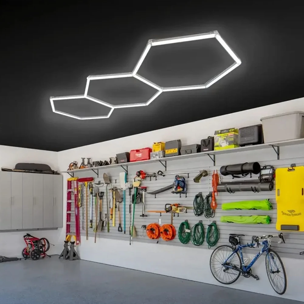 Panel Hurtowy Realb2B Lampa Led Hexagon Panel Oświetlenie Warsztat Garaż Dom 247x98cm 125W 6500K